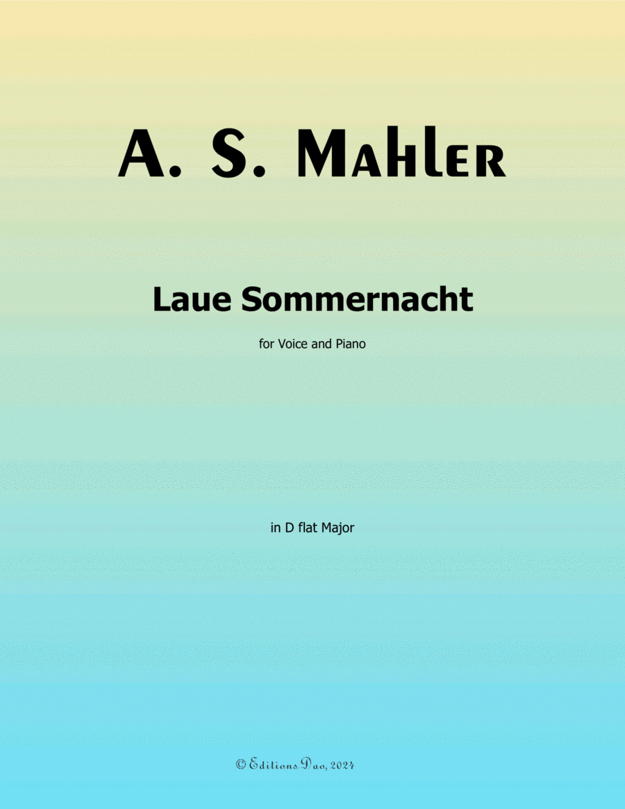 Laue Sommernacht, by Alma Mahler, in D flat Major Voice scores gallery preview page 1