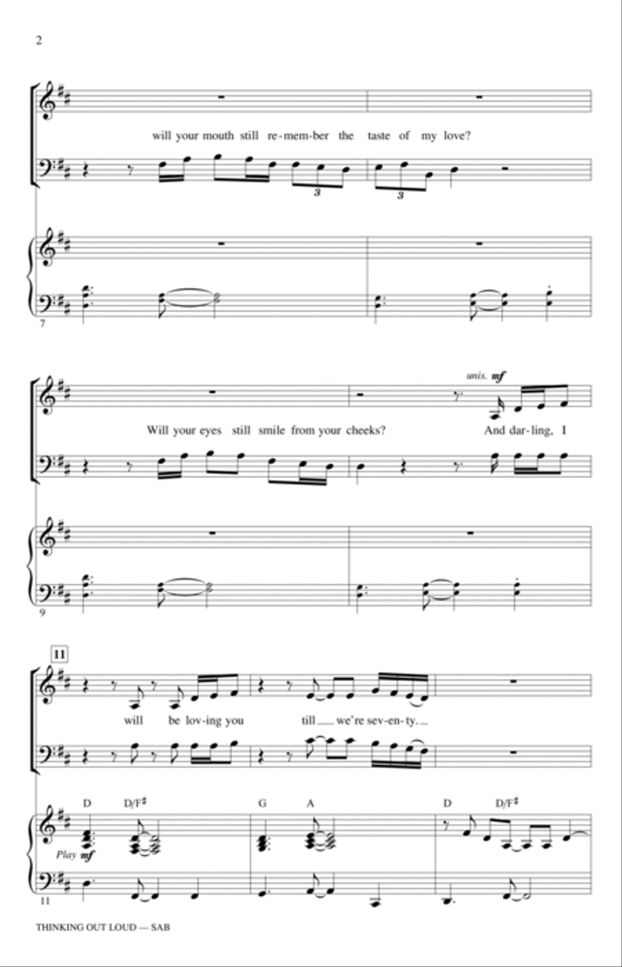 Thinking Out Loud (arr. Ed Lojeski) 3-Part scores gallery preview page 2