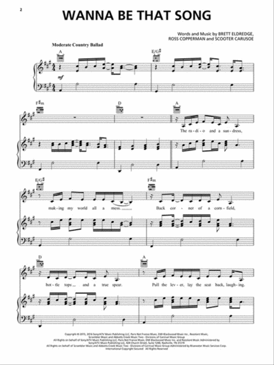 Wanna Be That Song Piano, Vocal, Guitar scores gallery preview page 2
