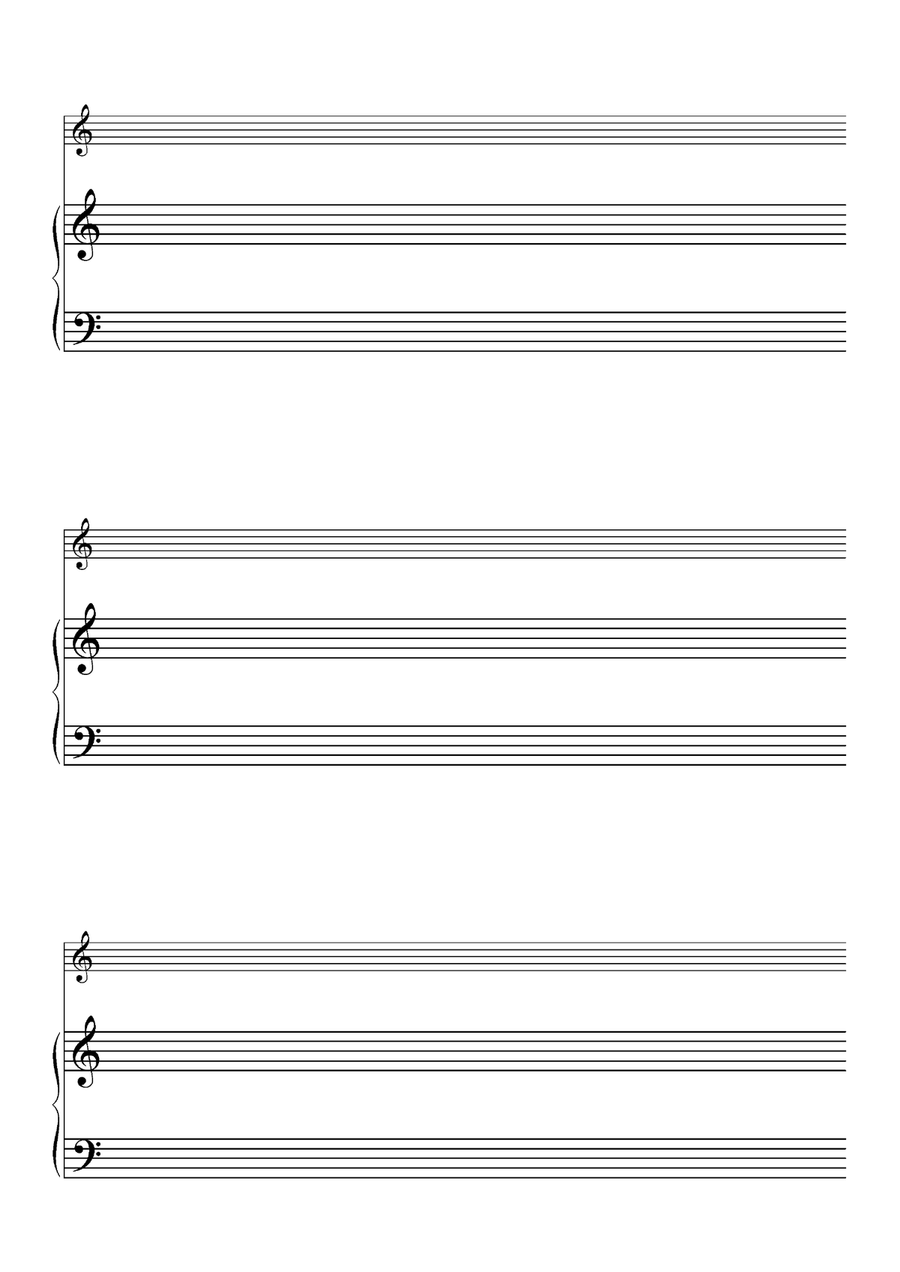 Blank Sheet Music Two Treble Clef & Bass Clef Easy Piano scores gallery preview page 6