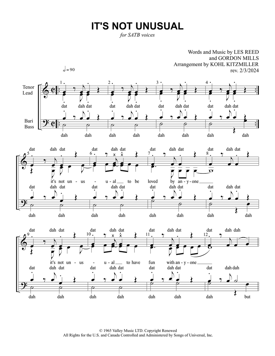 It's Not Unusual It's Not Unusual 4-Part scores gallery preview page 2