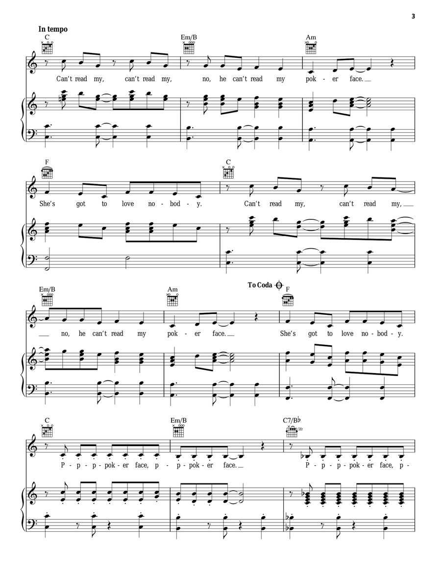 Poker Face Poker Face Acoustic Guitar scores gallery preview page 3