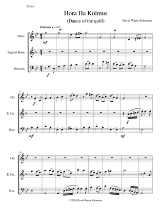 Hora Ha Kulmus (Dance of the quill) for double reed trio (oboe, cor anglais, bassoon)