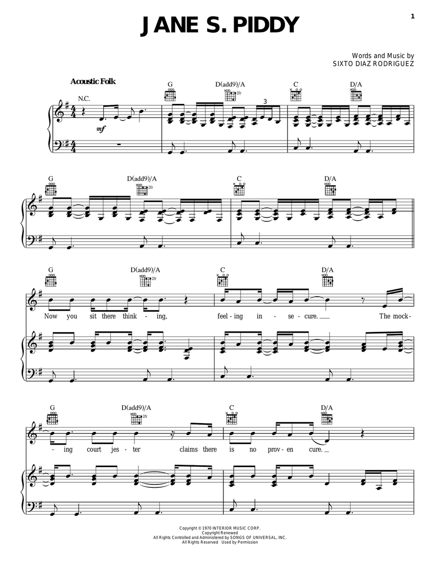 Jane S. Piddy Acoustic Guitar scores gallery preview page 1