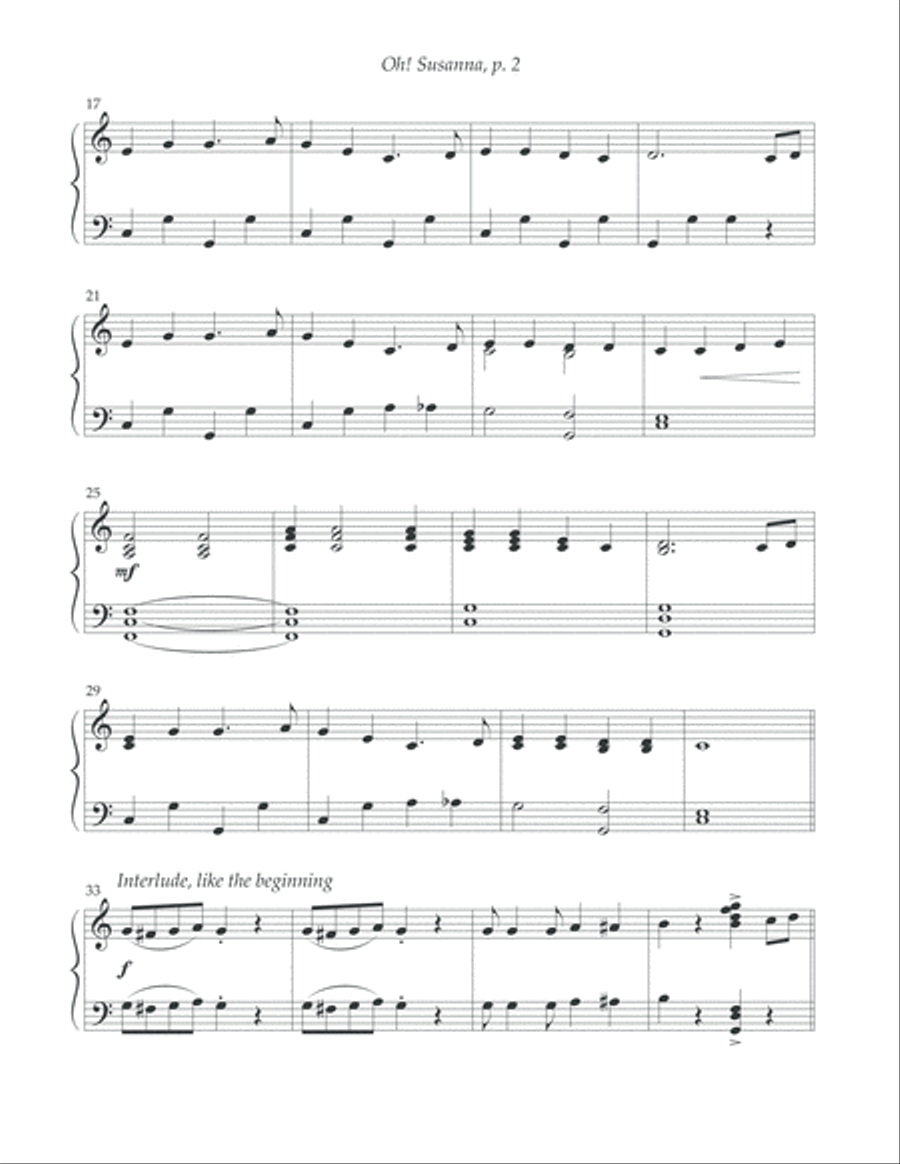 Oh! Susanna Easy Piano scores gallery preview page 3