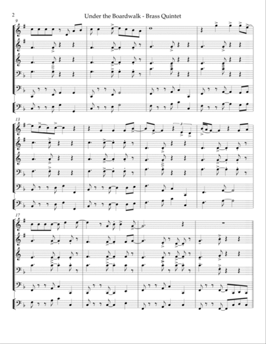 Under The Boardwalk Brass Quintet scores gallery preview page 2