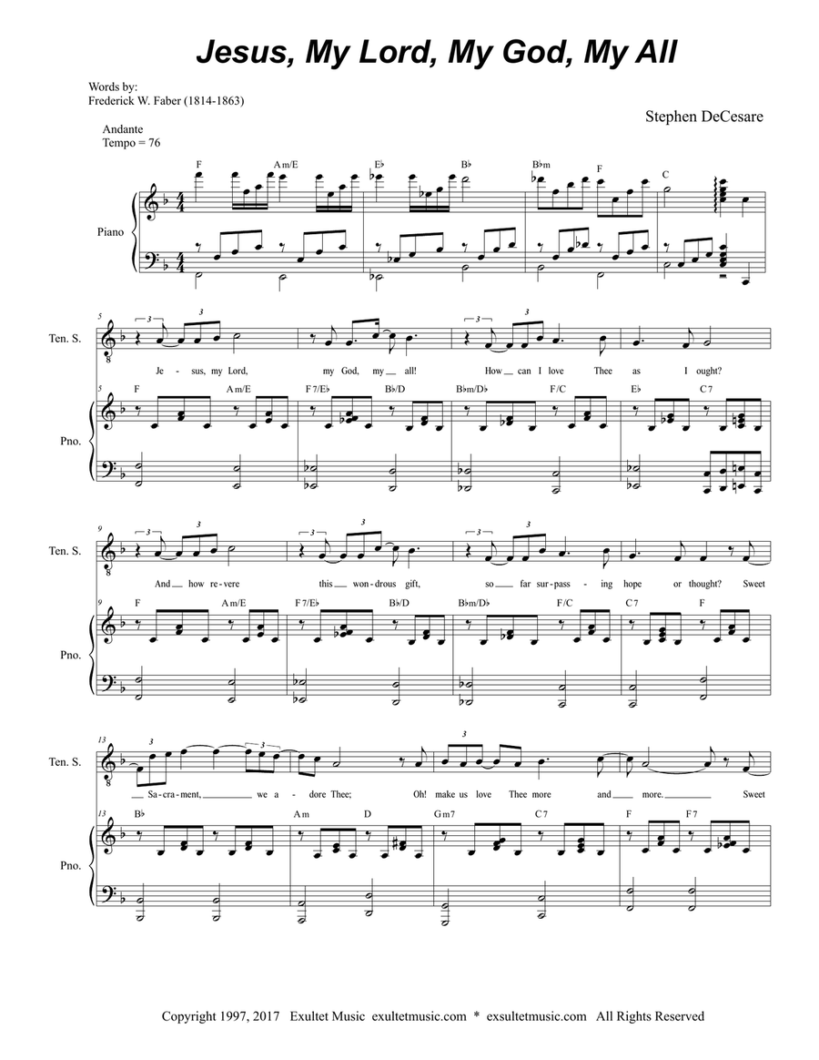 Jesus, My Lord, My God, My All (Solo and SATB) 4-Part scores gallery preview page 2