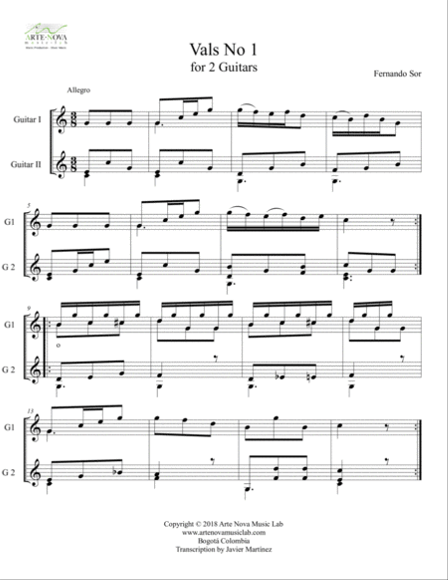 Vals No 1 for 2 Guitars Acoustic Guitar scores gallery preview page 2