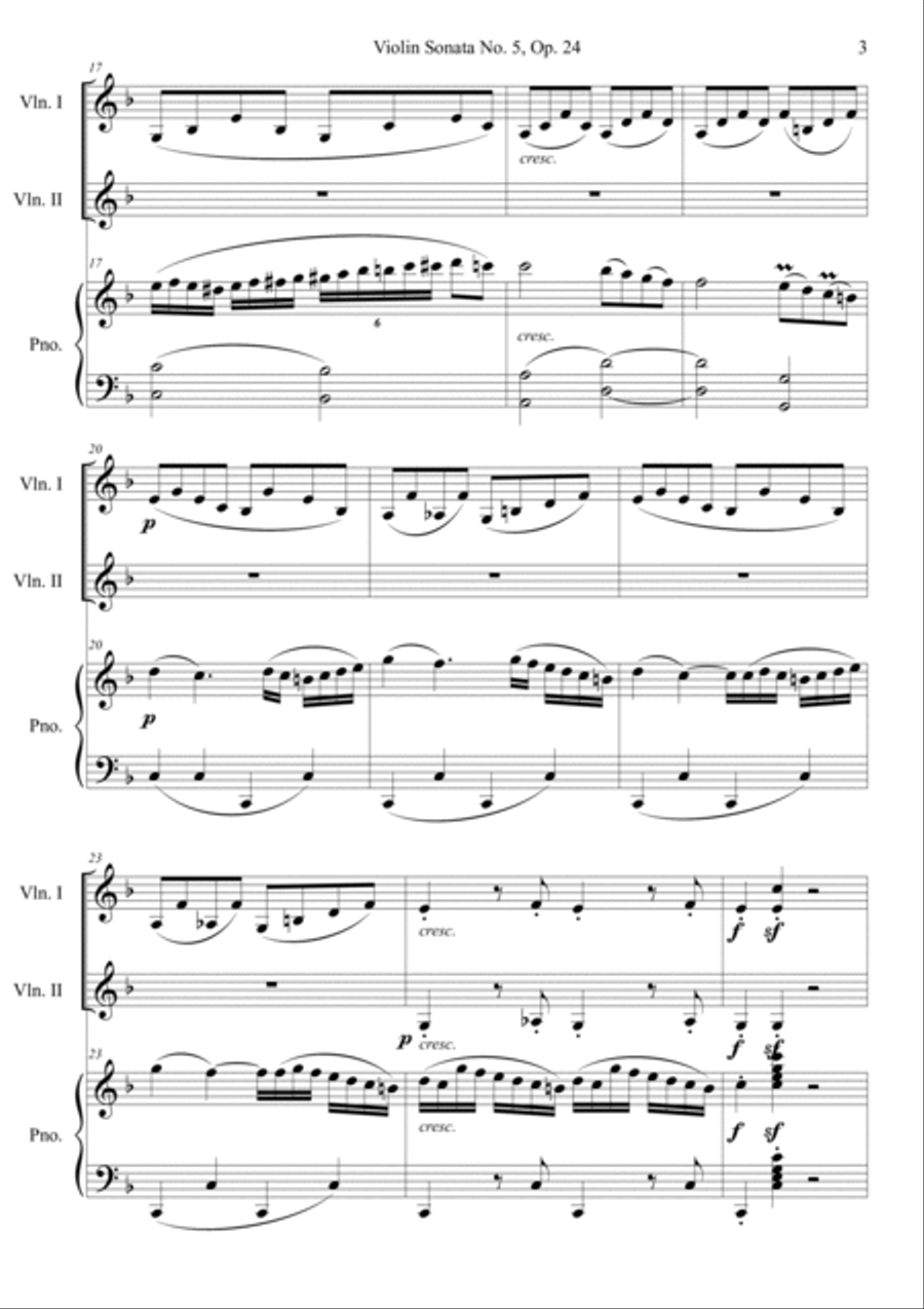 Beethoven: Violin Sonata No.5 Mov.1 Violin Solo scores gallery preview page 3