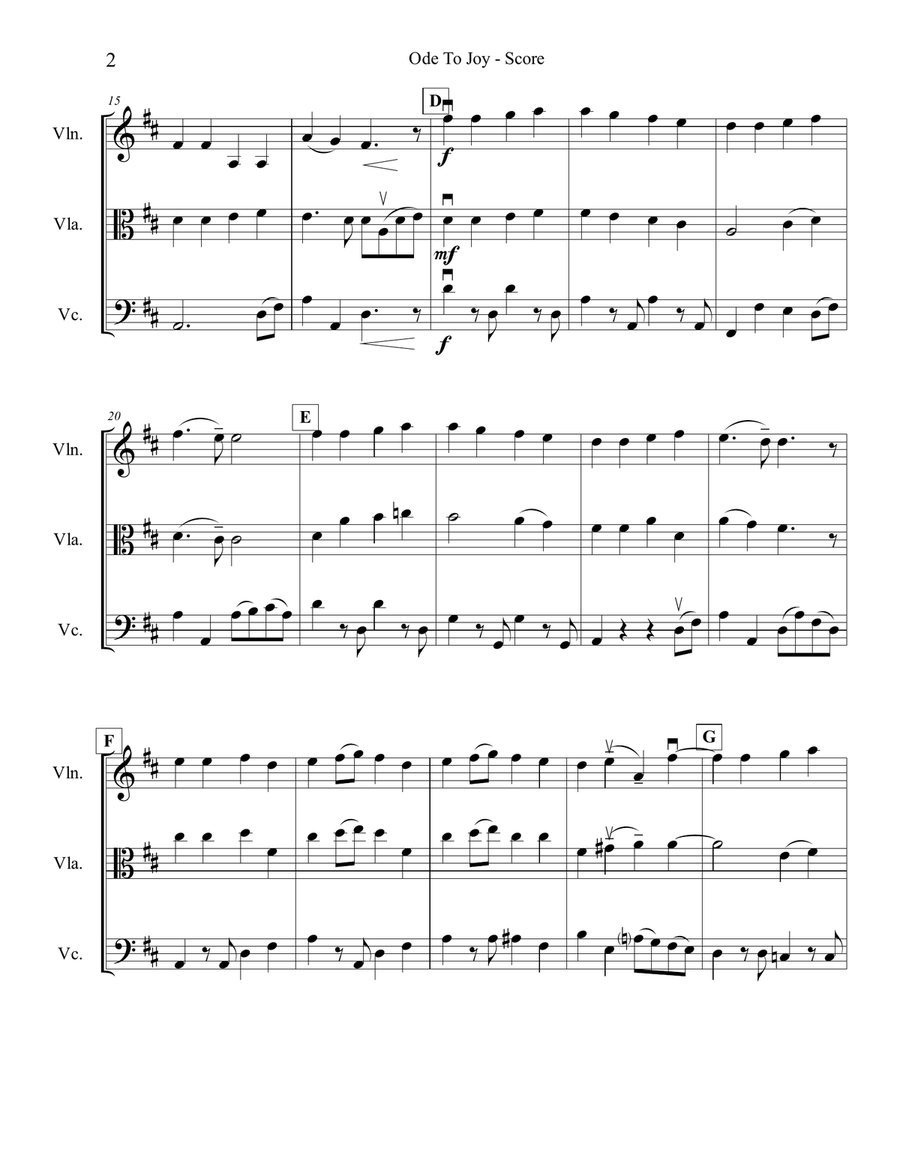 Ode To Joy for String Trio String Trio scores gallery preview page 2