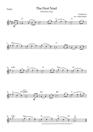 The First Noel (Christmas Song) for Violin Solo with Chords