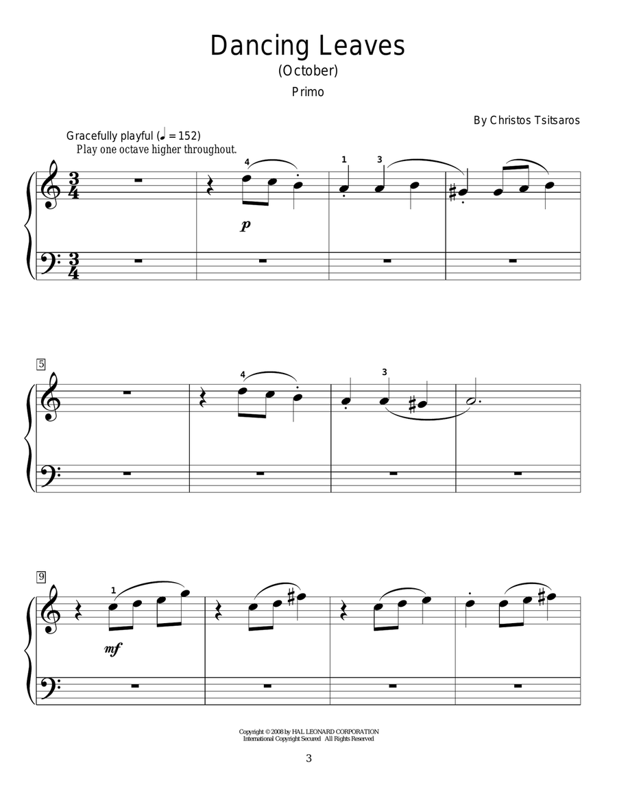 Dancing Leaves (October) Piano Duet scores gallery preview page 2