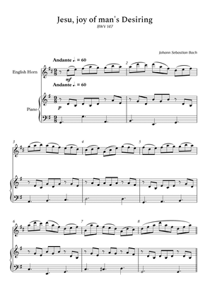 Jesu, Joy of Man's Desiring for English Horn and Piano (Arpeggios Not Chords) - Score and Parts