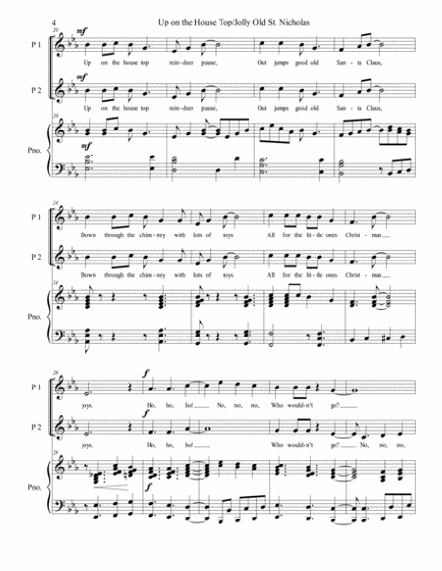 Up On the House Top/Jolly Old St. Nicholas - Two-Part chorus SA scores gallery preview page 4