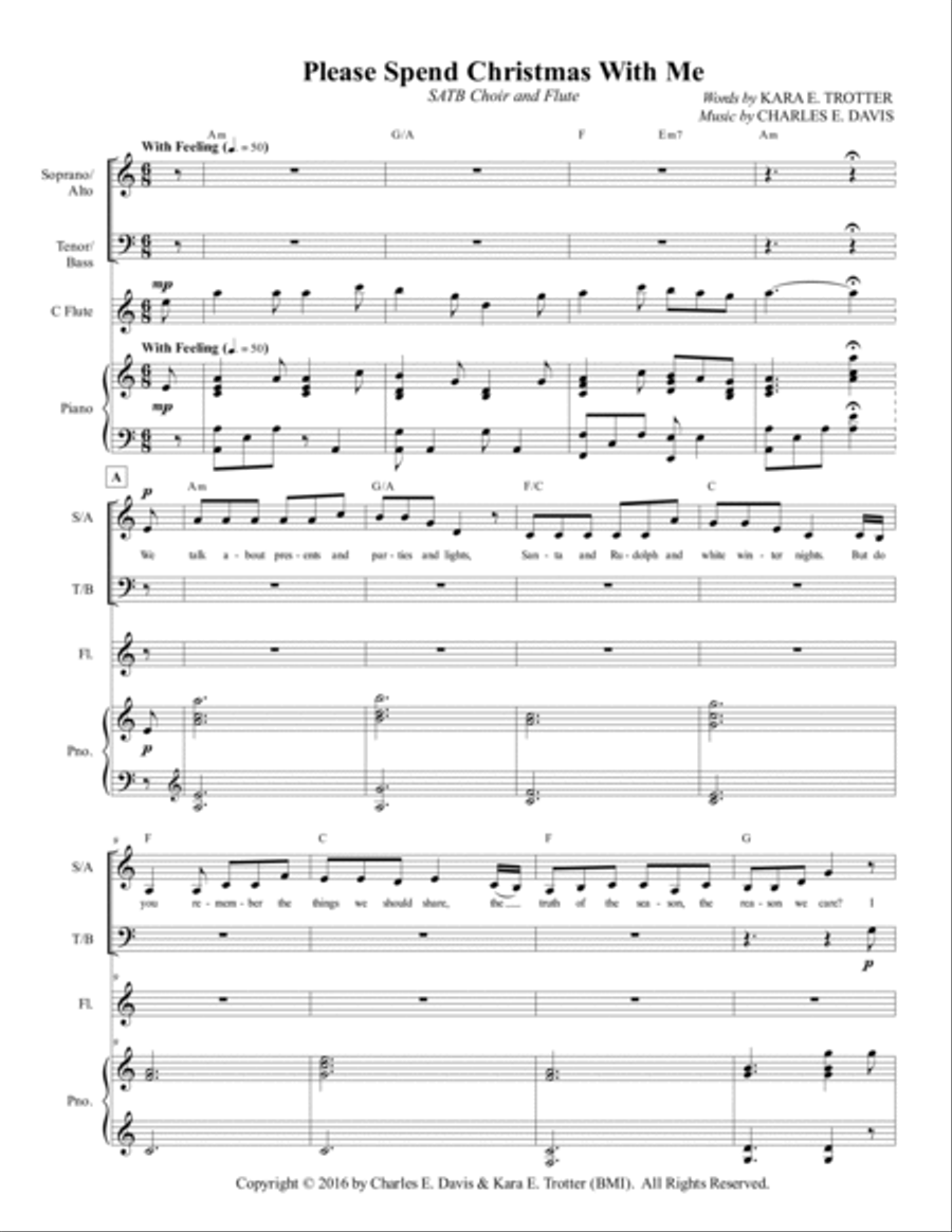 Please Spend Christmas With Me - SATB Choir and Flute 4-Part scores gallery preview page 3