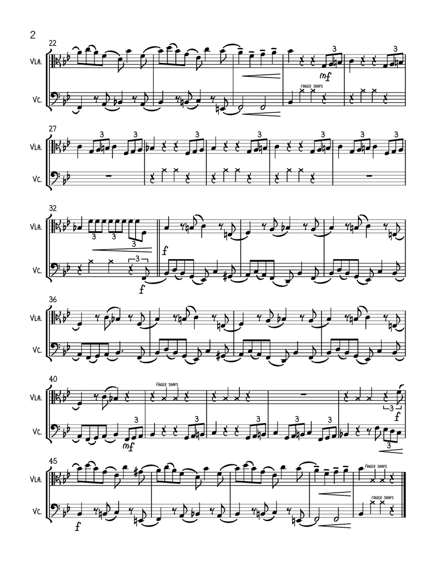 Addams Family Theme String Duet scores gallery preview page 2
