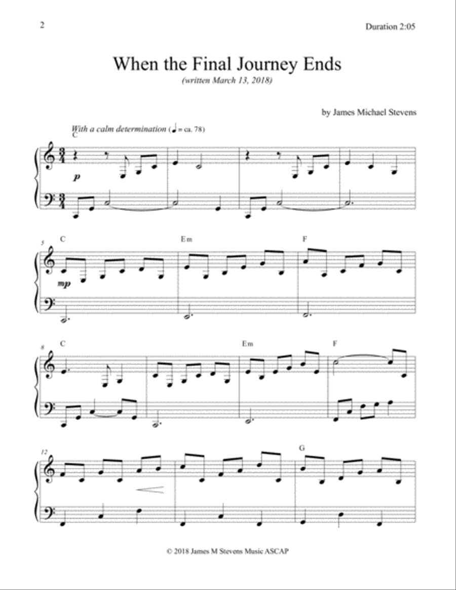 When the Final Journey Ends Piano Solo scores gallery preview page 2