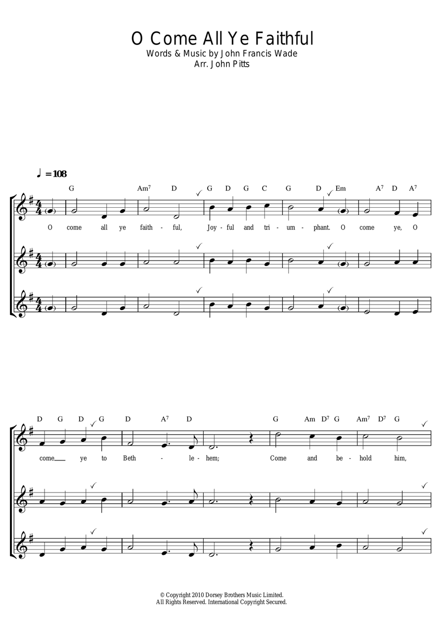 O Come All Ye Faithful Recorder scores gallery preview page 1