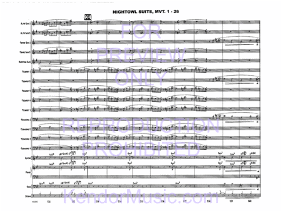 Nightowl Suite, Movement 1 (11 p.m. - Searching For Birdland) Jazz Ensemble scores gallery preview page 28