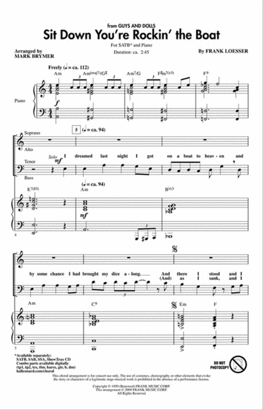 Sit Down You're Rockin' the Boat 4-Part scores gallery preview page 2