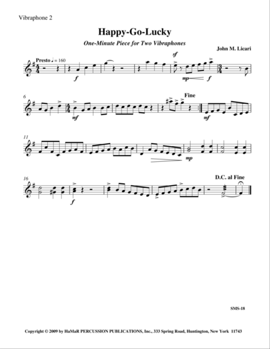 Happy-Go-Lucky Happy-Go-Lucky Vibraphone scores gallery preview page 1