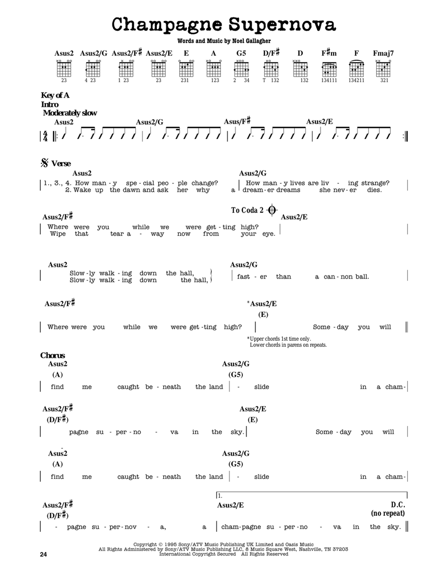 Champagne Supernova Electric Guitar scores gallery preview page 1
