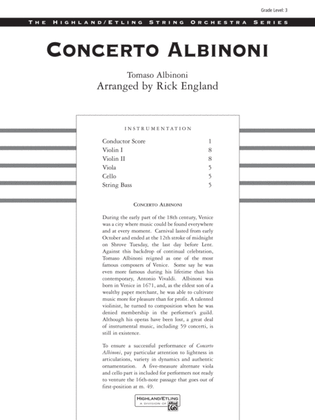 Book cover for Concerto Albinoni: Score