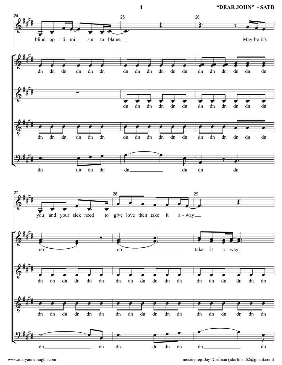 Dear John 4-Part scores gallery preview page 4