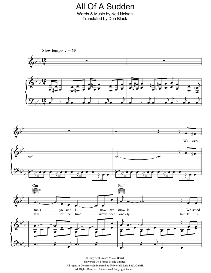 All Of A Sudden Piano, Vocal, Guitar scores gallery preview page 1