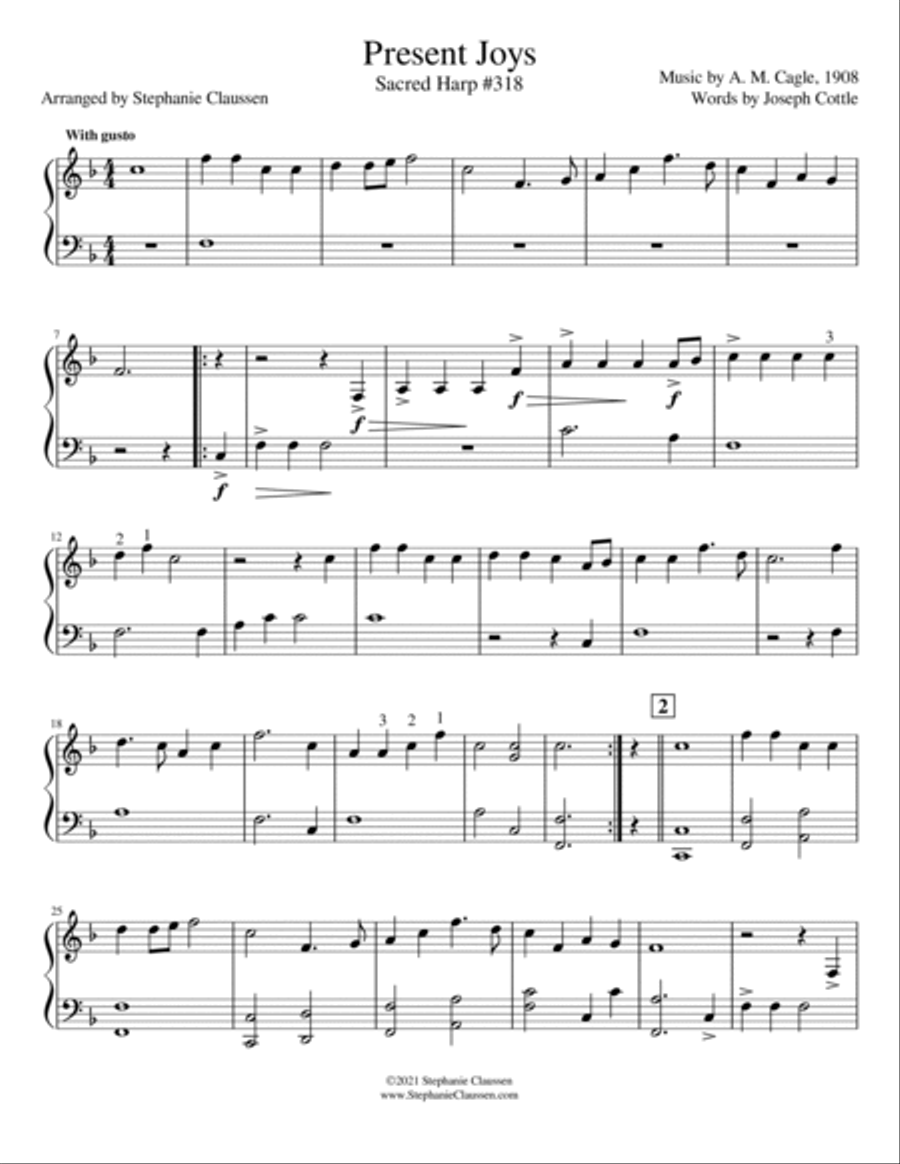 Sacred Harp #318: Present Joys Harp scores gallery preview page 2
