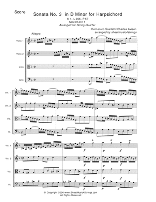 Book cover for Scarlatti, D. - Sonata No. 3 for String Quartet