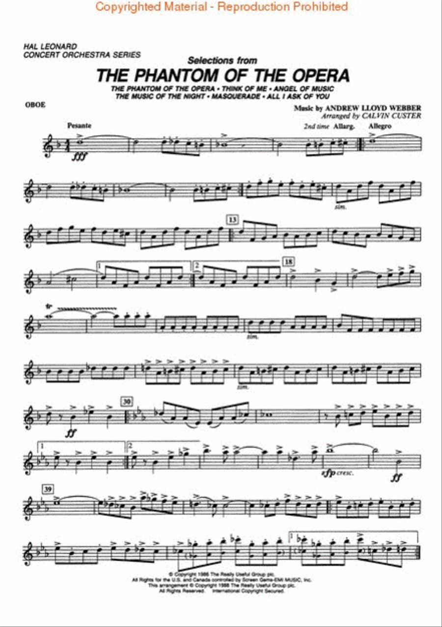 Selections from The Phantom of the Opera Full Orchestra scores gallery preview page 4