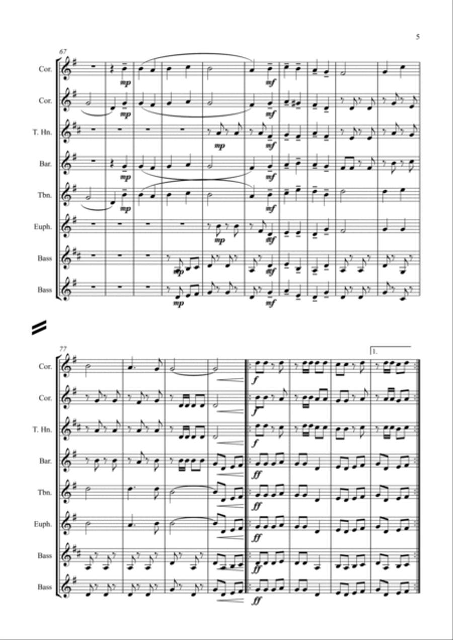 Hark! A brass band is messing around with some Christmas Carols Brass Band scores gallery preview page 5