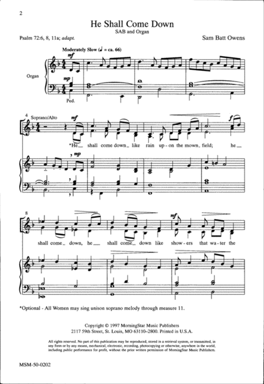 He Shall Come Down He Shall Come Down 3-Part scores gallery preview page 2