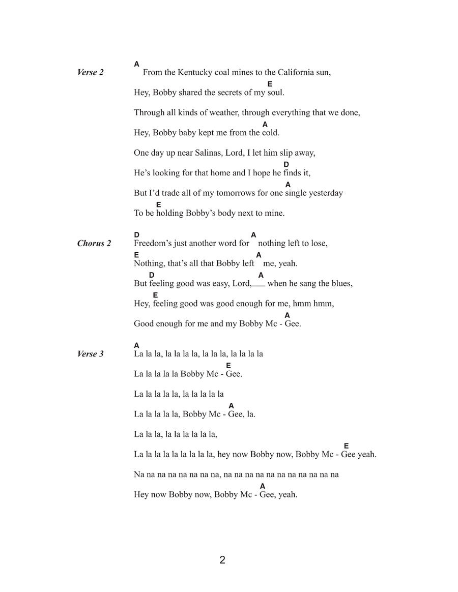 Me And Bobby McGee Acoustic Guitar scores gallery preview page 2