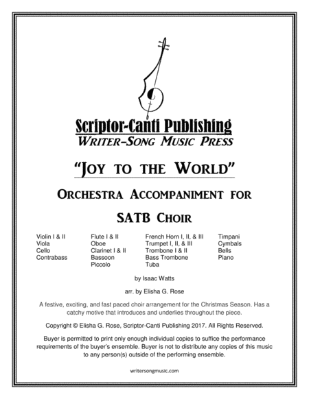 Orchestrated Accompaniment for Joy to the World - SATB image number null