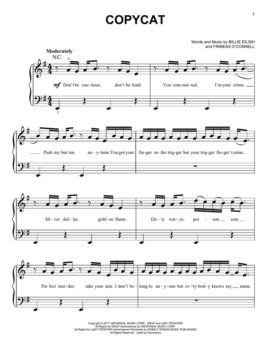 COPYCAT COPYCAT Easy Piano scores gallery preview page 1