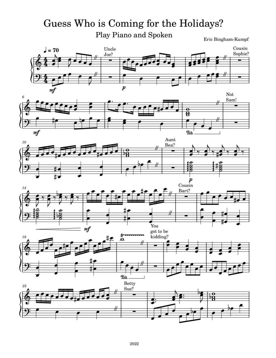Guess Who is Coming for the Holidays? Piano Solo scores gallery preview page 1