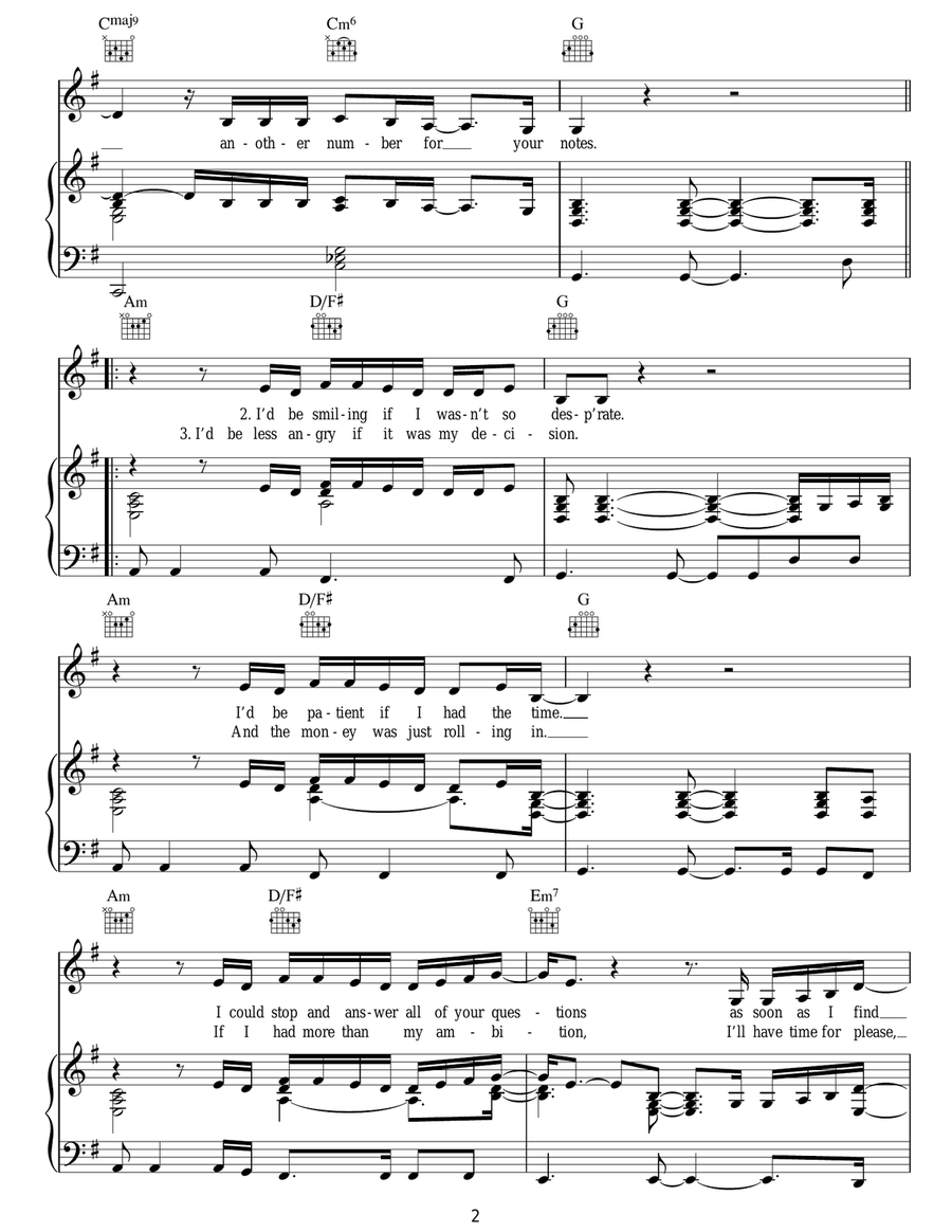Clown Piano, Vocal, Guitar scores gallery preview page 2