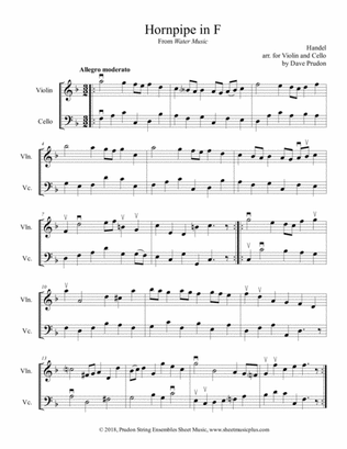 Book cover for Handel's Hornpipe in F for Violin and Cello