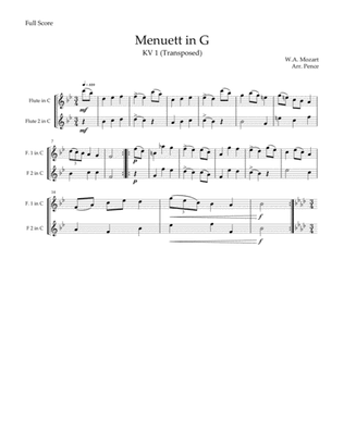 Three Mozart Minuets for Flute Duet (KV1-KV2)
