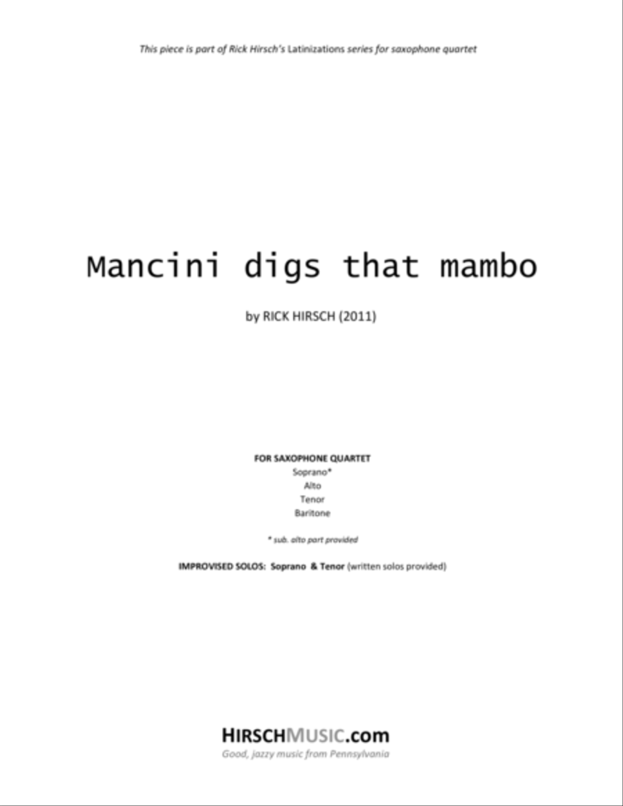Mancini digs that mambo Woodwind Quartet scores gallery preview page 1
