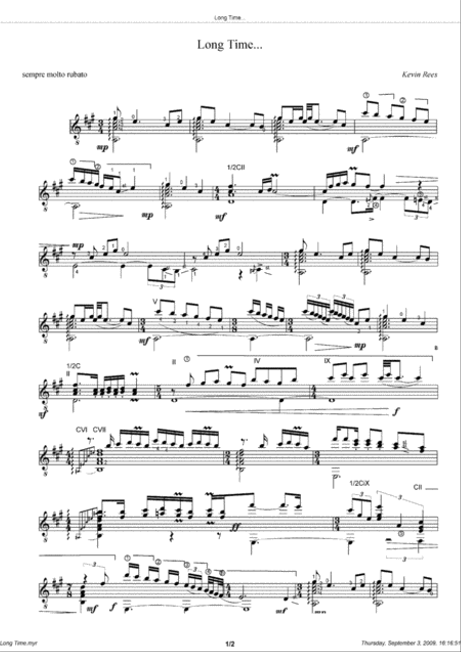 Long Time... Guitar Solo scores gallery preview page 1