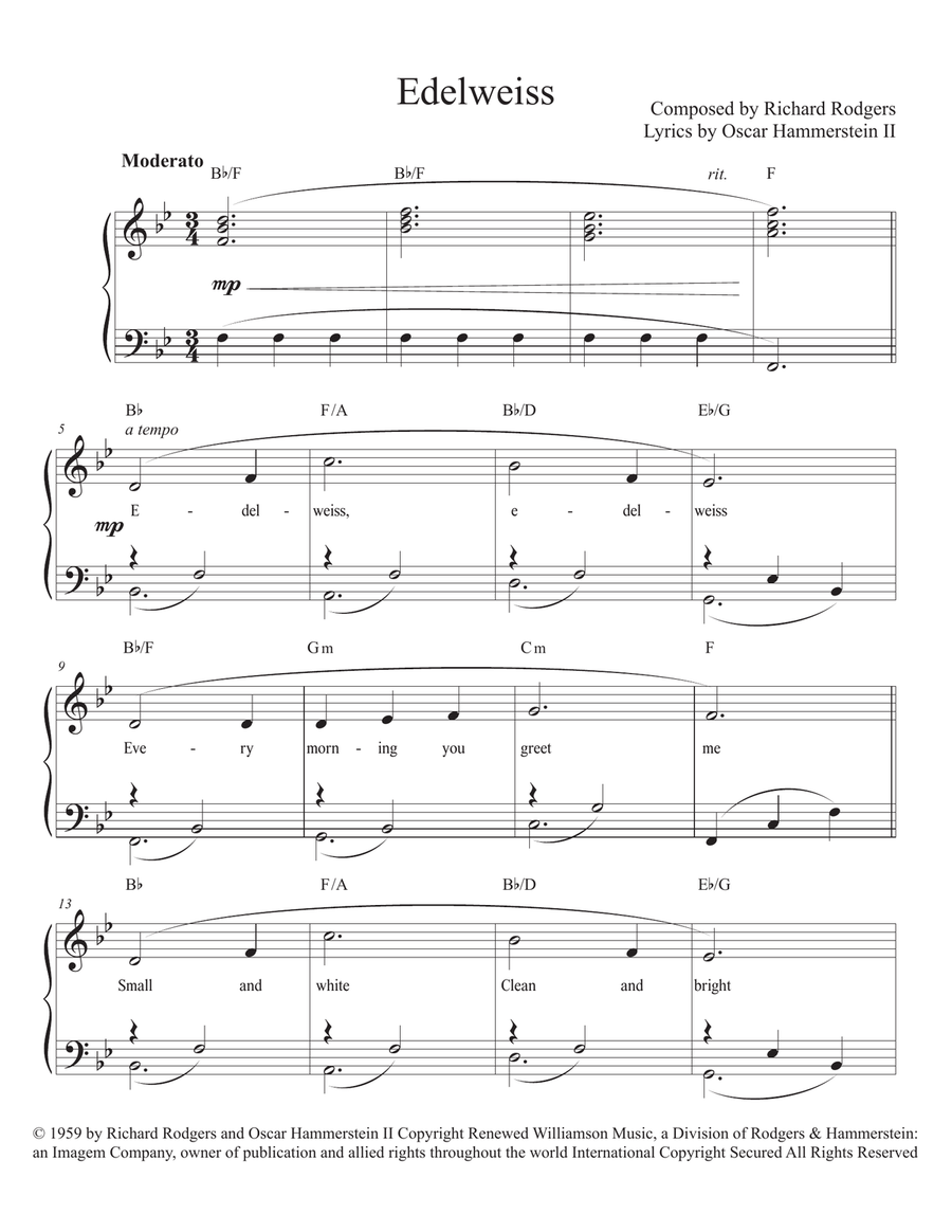 Edelweiss Piano Solo scores gallery preview page 1