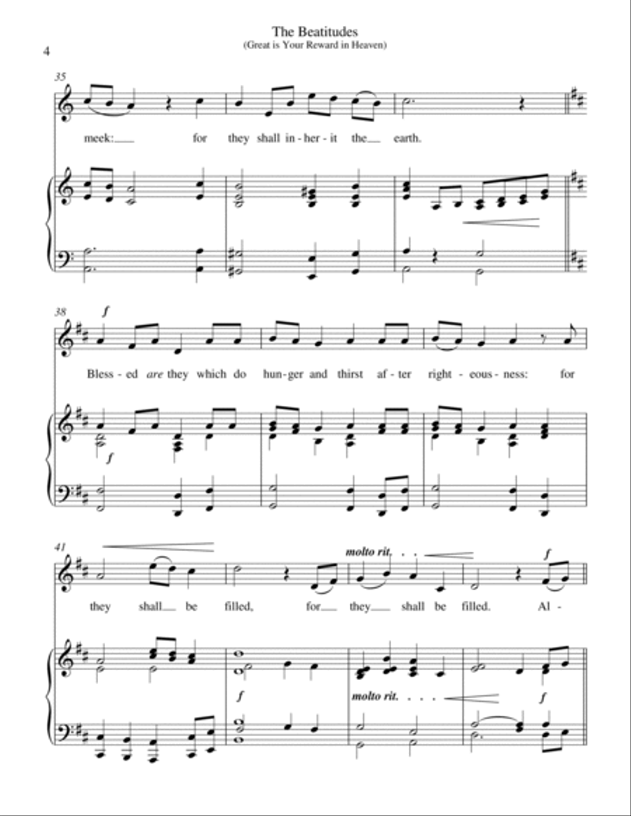 The Beatitudes (Great is Your Reward in Heaven) (medium high voice) The Beatitudes (Great is Your Reward in Heaven) (medium high voice) High Voice scores gallery preview page 5
