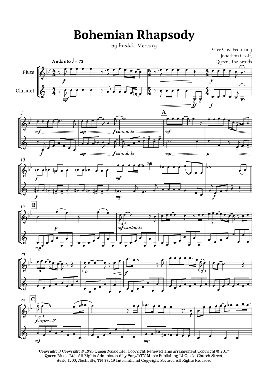 Bohemian Rhapsody Woodwind Duet scores gallery preview page 2