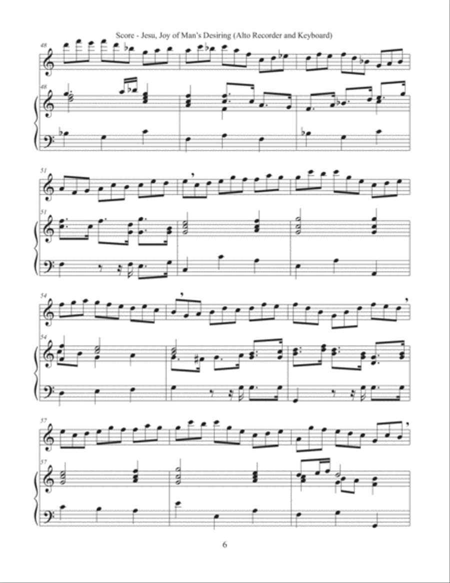 Jesu, Joy of Man's Desiring (Alto Recorder and Keyboard) Alto Recorder scores gallery preview page 6