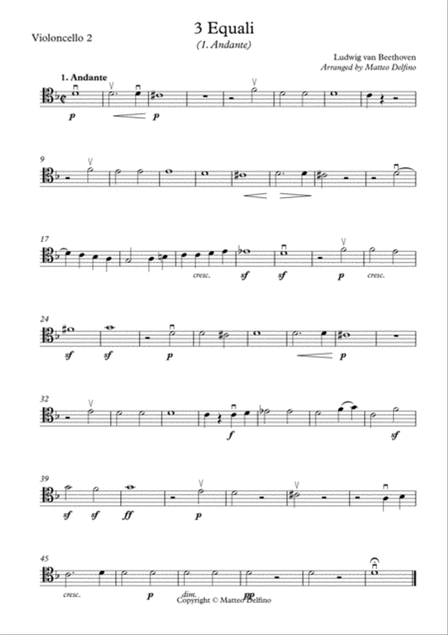3 Equali (Cello Quartet) Chamber Orchestra scores gallery preview page 5