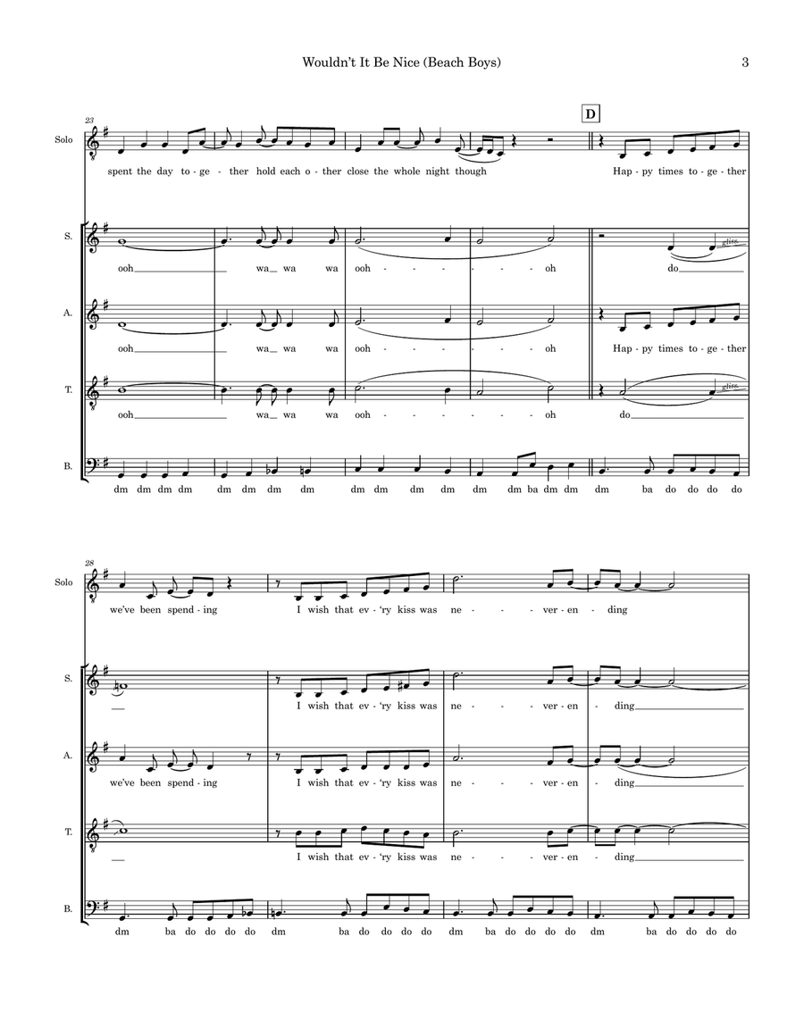Wouldn't It Be Nice Wouldn't It Be Nice 4-Part scores gallery preview page 3