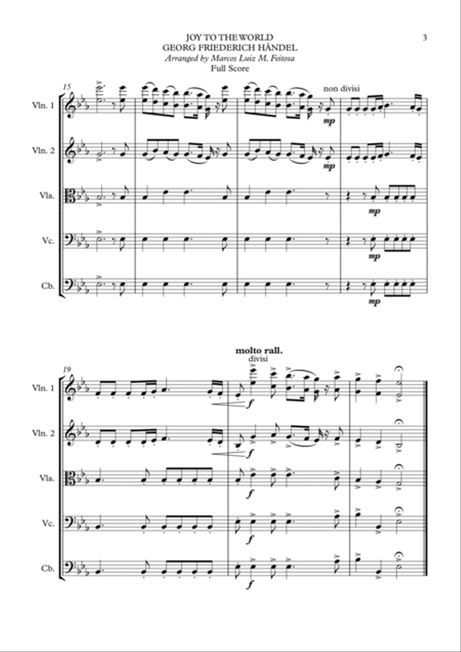 Joy To The World (Cantai Que o Salvador Chegou) - String Ensemble String Orchestra scores gallery preview page 5